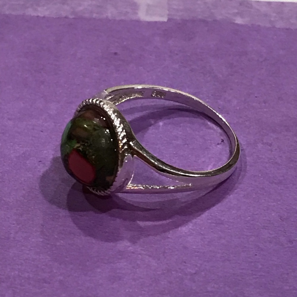 Multi Color Copper Turquoise Silver Ring - image 4